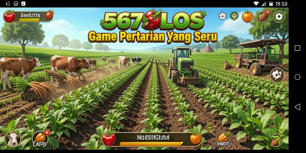 Tampilan gameplay 567SLOTS yang menarik dengan aktivitas bertani.