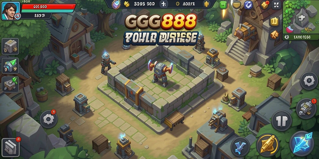 Tampilan gameplay GGG888 yang seru dalam pertempuran Tower Defense.