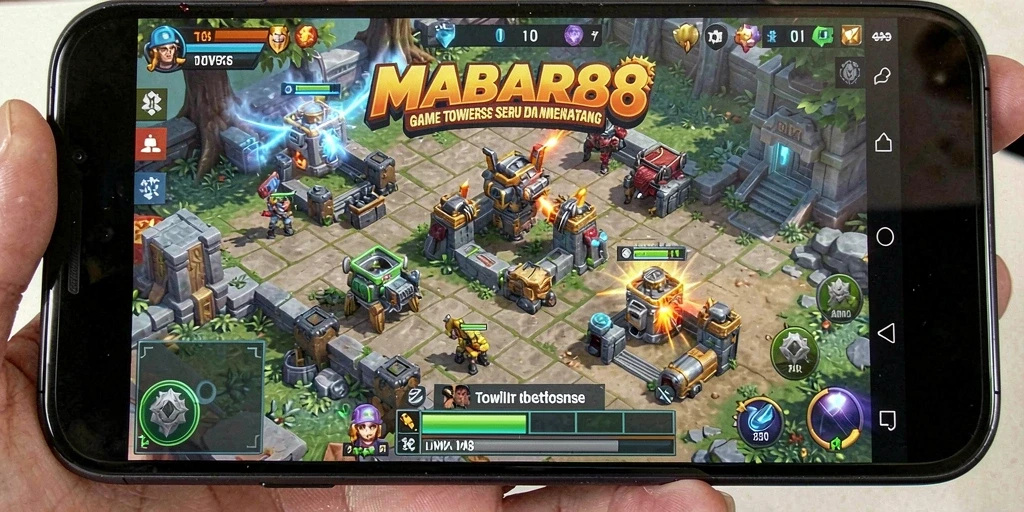 Screenshot gameplay MABAR88 menampilkan strategi Tower Defense yang menegangkan.