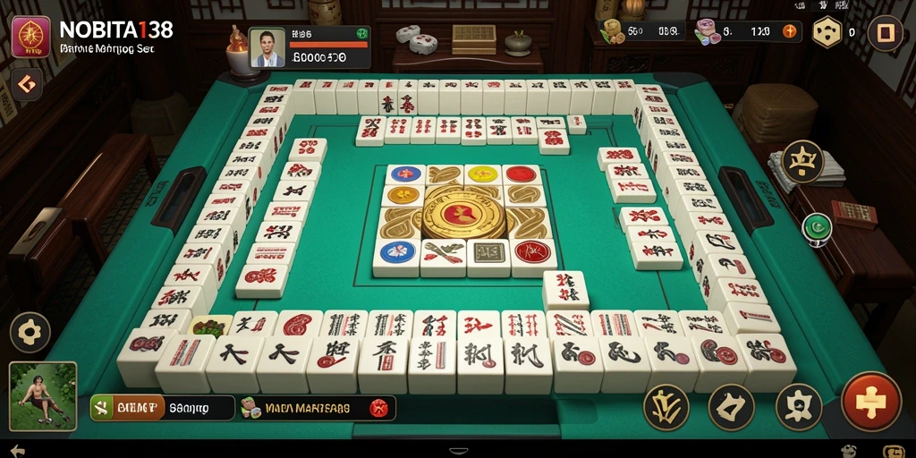 Screenshot gameplay NOBITA138 menampilkan suasana Mahjong yang menarik